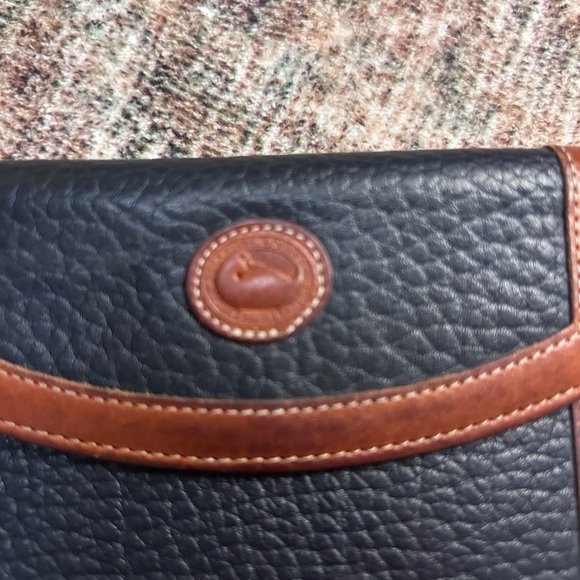 VTG DOONEY BOURKE AWL NAVY/ BRIT TAN FRENCH WALLET KISS LOCK COIN POCKET CARD - Picture 4 of 11